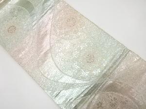 プラチナ箔　流水に華紋織り出し　袋帯